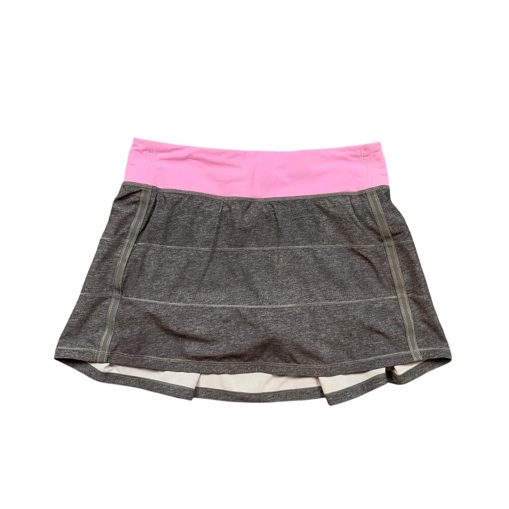 Lululemon Skort Womens 6 Light Pink Gray Pleated Pace Rival Pull On Zip Pocket
